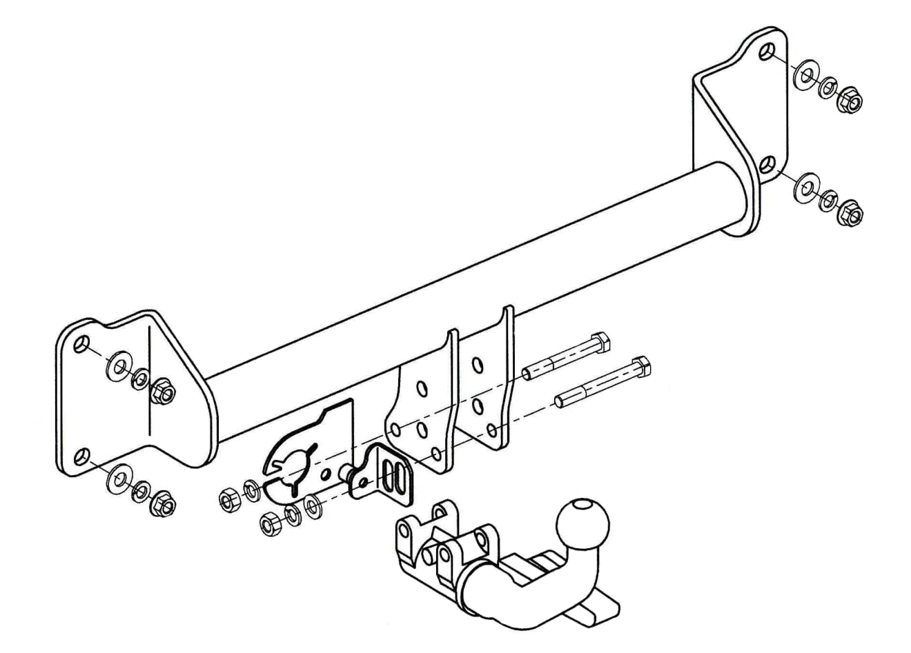 Hook Anhängerkupplung horizontal abnehmbare AHK kompatibel mit BMW X3 F25 11.2010-2017 + universell Elektrosatz 13-polig