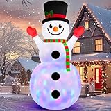 Danxilu 10 FT Christmas Inflatable Snowman Outdoor Decorations Built in Rotating Colorful Light Giant Inflatable Snow Man Yard Decoration Xmas Blow Ups for Outside Indoor Garden Holiday Party Decor