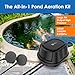 AquaMiracle All-in-One Koi Pond Aerator for Outdoor Ponds up to 1800 Gallons, 2-Outlet Pond Air Pump Pond Deicer with Airline Tubing, Air Stones, Check Valves & Air Filter Pad