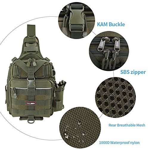 Yvleen Fishing Tackle Backpack Storage Bag，Water-Resistant Fishing Backpack With Rod Holder，Fishing Gear Bag Gift For Men #TOP3