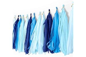 Blue Tissue Paper Tassels for Party Decorations