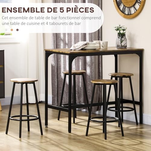 Table de bar 110x50 avec 4 tabourets gain de place HOMCOM