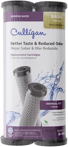 Culligan D-10A Cartucho de repuesto básico impregnado de celulosa para filtración de agua potable, 250 galones (paquete de 2)