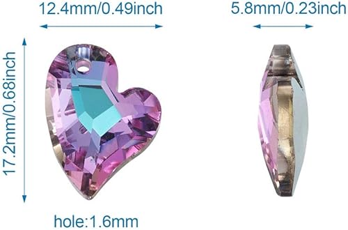 Miniatura 4 de Mega Pet 30 dijes de cristal con forma de corazón facetado con diamantes de imitación, colgantes de corazón de amor con parte trasera plateada para