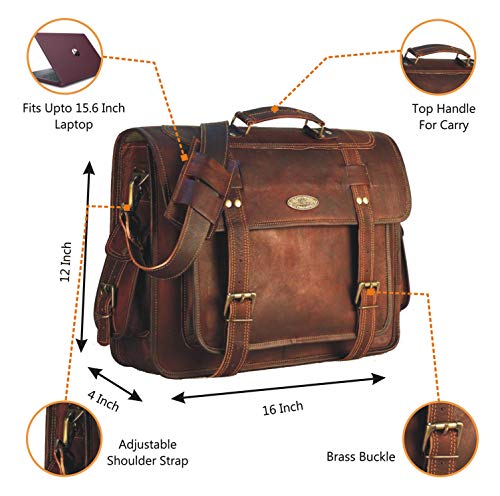 Bolso mensajero de cuero para hombre vintage miniatura 3