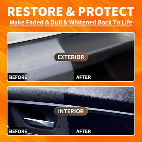 POLIXEL Plastic Restorer for Cars - Renews Faded Bumpers, Trim, and Interior Dash Long Lasting Dressing Coating Instant Restore Faded Plastic, Vinyl & Rubber Trim Back to Black Shine - 7oz/200g