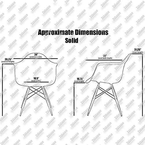 2Xhome - Set Of 4, White, Solid Wood Natural Legs Dinning Arm Chair, Molded Plastic Shell With Eiffel Dowel-Legs #TOP5