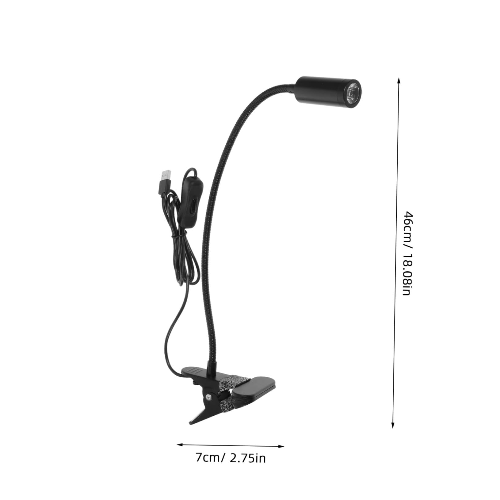 Lampada LED da Lettura Clip 3w, Collo Flessibile Nero