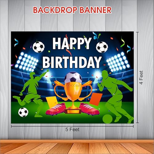 Image of Soccer Birthday Backdrop 5x4 Ft | Backdrops for Decoration | Birthday Decoration Backdrop | Banner for Kids Theme Party