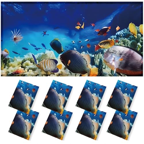 Image of ANGSYLTH 8 Pcs Fluorescent Light Covers - 4 x 2 Feet Covers for Ceiling Lights, 8 x 10 Magnetic Light Filters for Classroom, Office, Hospitals (Underwater World)