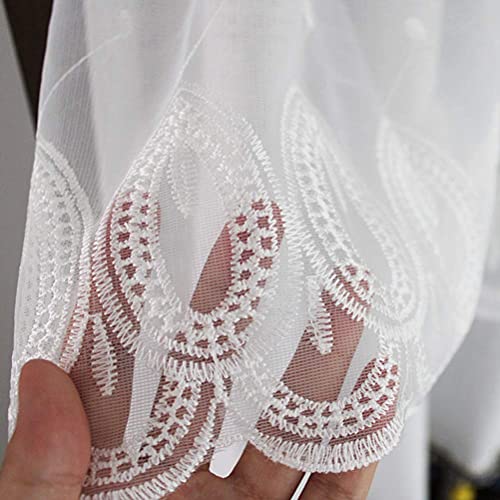 Cenefa de gasa para ventana de cocina con bordado elegante 4