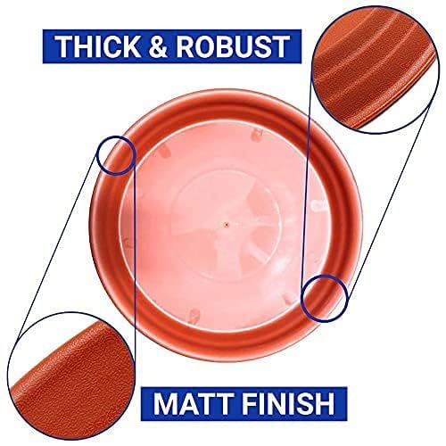 Image of SIGNY Round Bottom Tray(Plate /Saucer) Suitable for 6 Inch Round Plastic Pot - Brown - Set of 3 | Heavy Duty Highly Durable Plant Saucer for Indoor Home Decor & Outdoor Balcony Garden (3, 4.5 Brown)