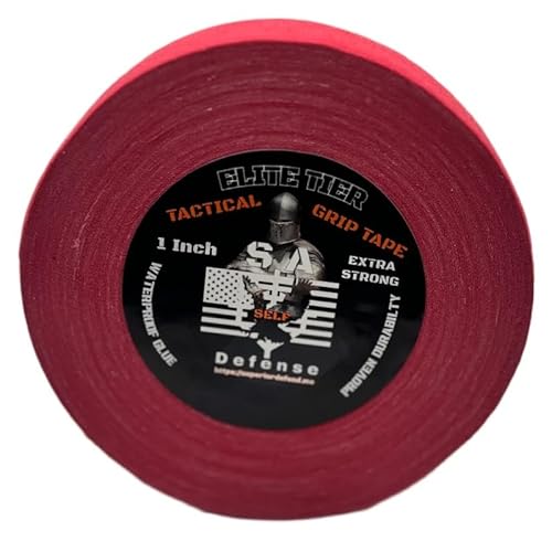 S.A. Self Defense Elite Tactical Goon Grip Tape – 1" x 82 FT Roll – Waterproof Gun Grip Wrap, Non-Slip Friction Tape for Firearms, Pepper Guns, EDC Gear & Handles (Red)