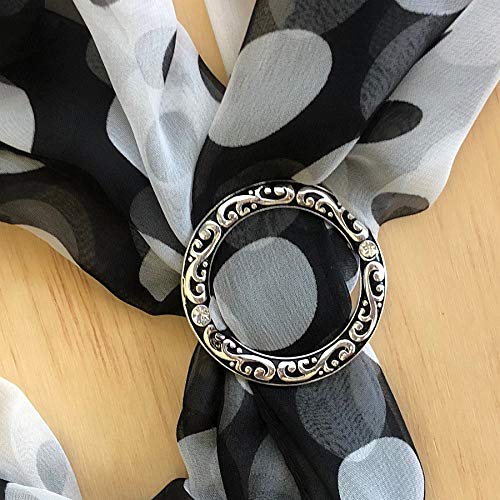 PammyJ Silvertone Filigree with Rhinestone Scarf Ring Scarf Buckle3