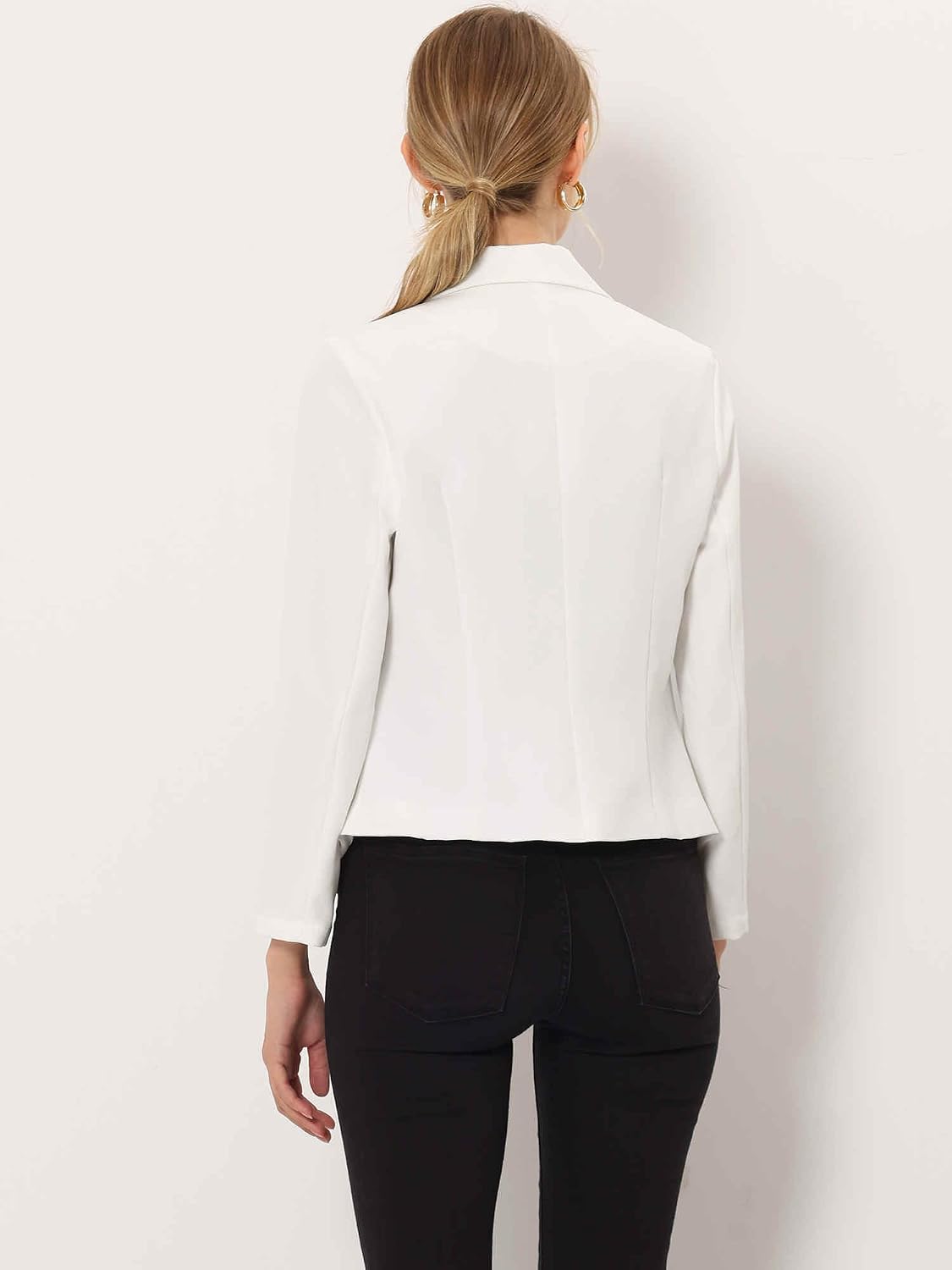 Allegra K Women's Dressy Casual Blazer Open Front Office Work Business Lightweight Crop Suit Blazers