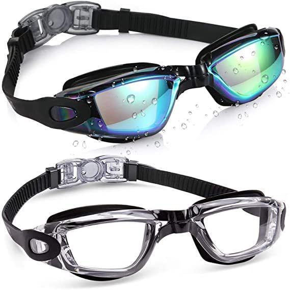 Hydrinvis Swimming Goggles - Professional Waterproof Swim Eyewear, Unisex Adult Swim Goggles with Leak-proof Design, UV Protection, Adjustable for a Comfortable Fit (Black + Clear)