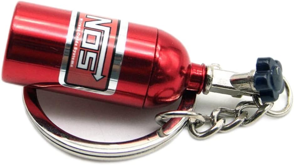 Key Chains, Creative Stylish NOS Mini Nitrous Oxide Bottle Keyring Key Chain Ring Keyfob Stash Turbo Keychain Red
