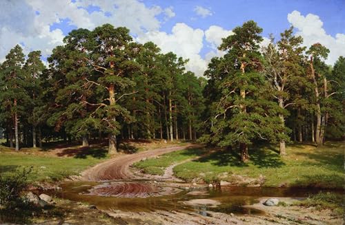 Affiches impression forêt de pins Shishkin grand tableau toile 60x90cm