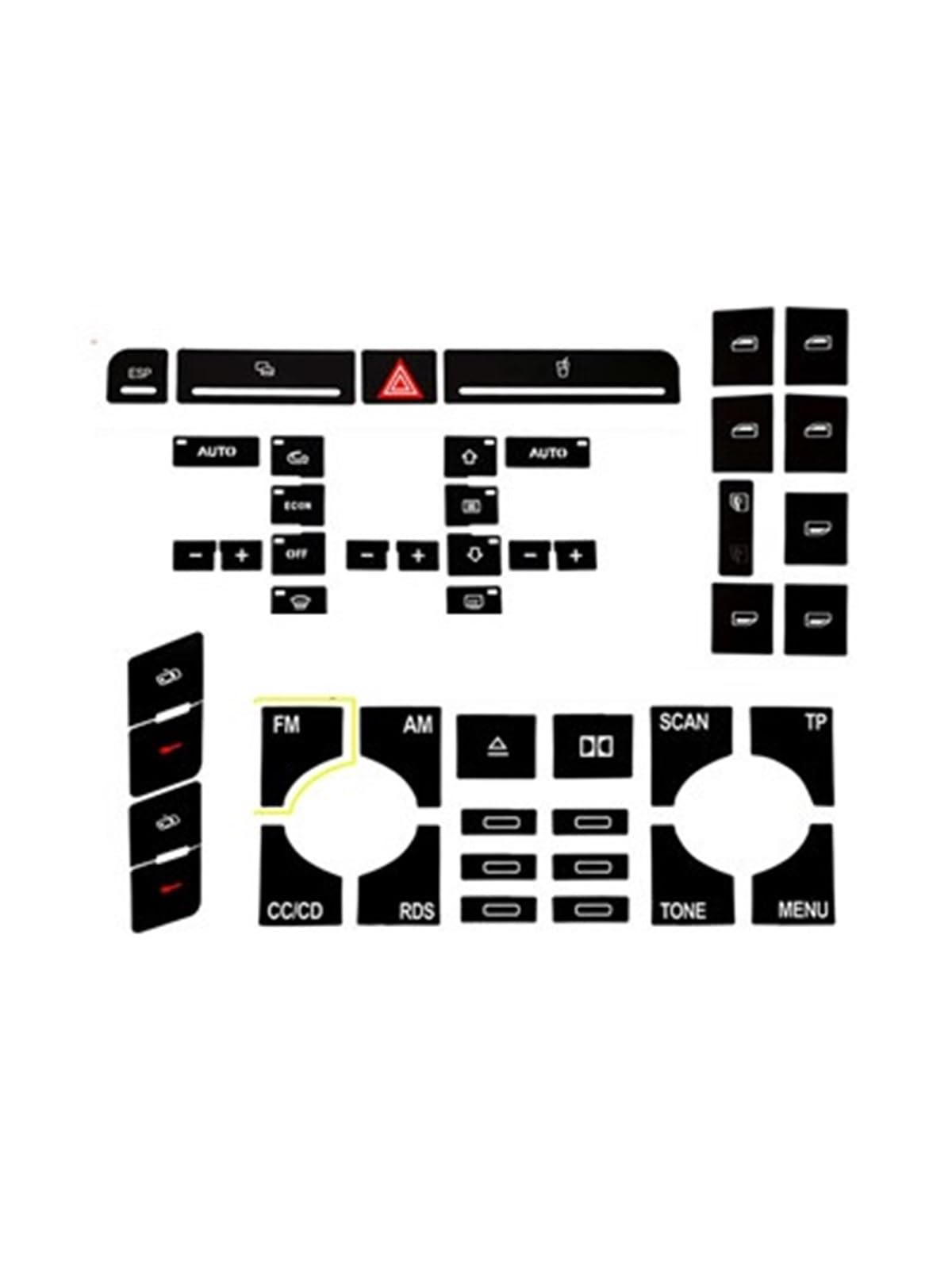 Button Trim Compatible with A4 B6 B7 2000-2008 CAR Power Window Switch Button Repair Sticker Dashboard Panel ESP Alarm Climate(Set Type A)