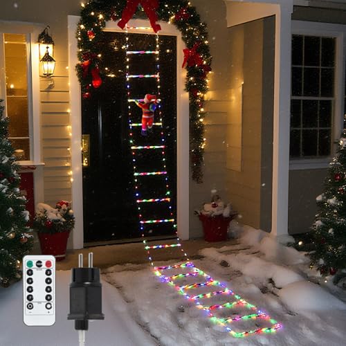 Jaxguom 3 Meter LED Weihnachtsmann Leiter Lichterkette - LED...