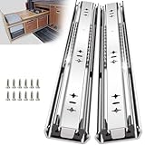 1 Pair 260 Lbs Heavy Duty Drawer Slides 12 14 16 18 20 22 24 26 28 30 32 36 40 inch Full Extension Ball Bearing Side Mount Cabinet Industrial Rail Tool Box Runner(16 inch, with M5 Screws)
