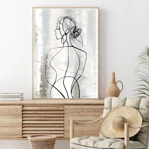 Peinture Murale Femme Courbée Affiche Toile 50x70cm avec Cadre