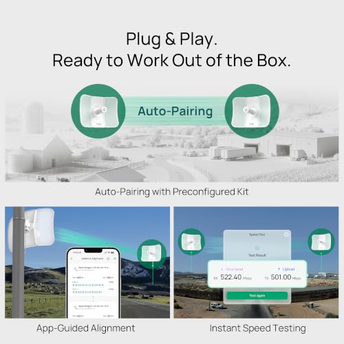 Image of TP-Link Omada Point to Point Wireless Bridge Outdoor - 5GHz, 867Mbps, PtP, 15km Range, Gigabit Port, PoE Powered, Adapter Included, IP65 Weatherproof, Preconfigured, Plug&Play (Beam Bridge 5 UR KIT)