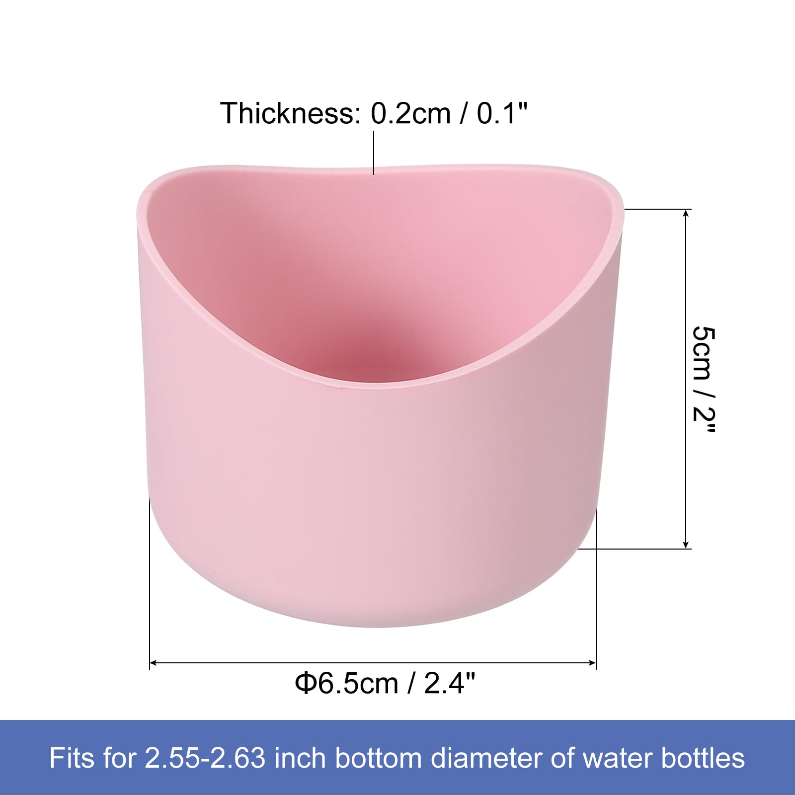 QUARKZMAN 2pcs Funda Protectora de Silicona para Botellas de Agua de 12-24 oz, Cubierta de Silicona Antideslizante para la Base de la Botella, Rosa
