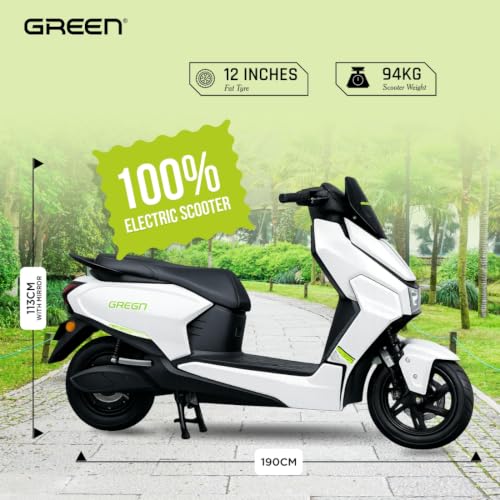 Image of Green Polo Low Speed Electric Scooter Non RTO with Portable Charger (80 KM - White)