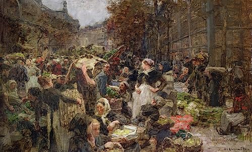Peinture murale Les Halles par Lhermitte pour sublimer l'ambiance de votre grand salon