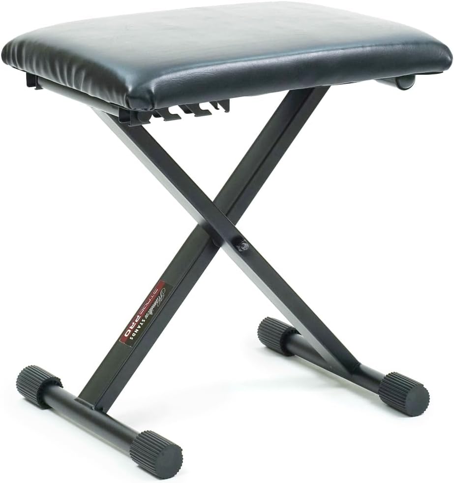 Hamilton KB505K Adjustable Piano Bench – 3-Stage Height, Foldable with Padded Seat & Non-Slip Feet – Ideal for Students, Home Practice & Music Class