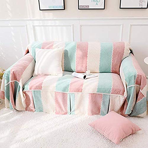 Housse canapé velours rayé Sweetcolor couvre canapé 200x180cm protège meuble