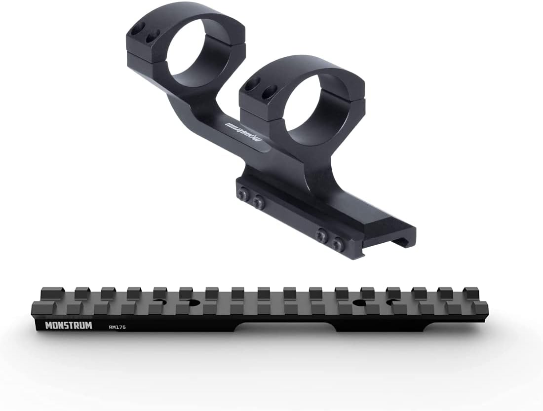 Monstrum Picatinny Rail Mount for Ruger American | Rimfire | Slim Profile Offset Scope Mount | 30 mm Diameter | Bundle