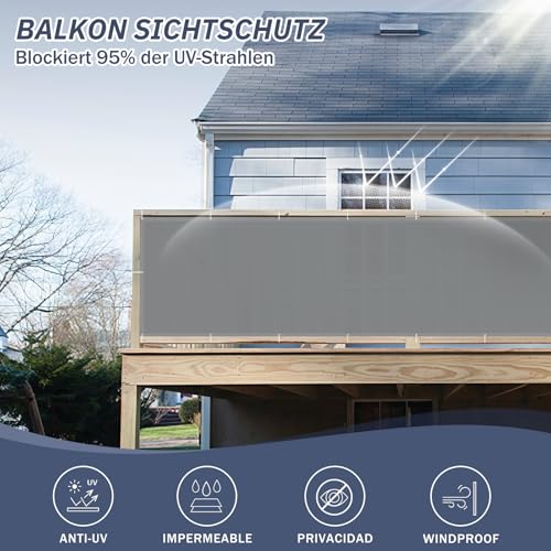 Image of HENG FENG Balcony privacy screen, 90 x 300 cm, light grey