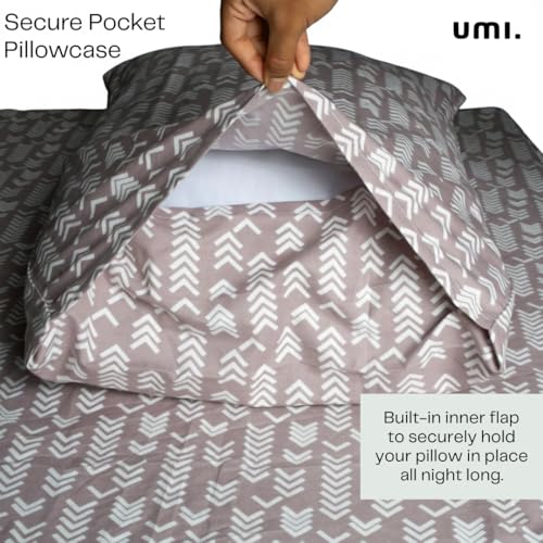Image of Amazon Brand - Umi Cotton Elastic Fitted Bedsheet, King Size 78x72 Inches, Elastic Fit Bed Sheet, 10 Inch Deep Pocket, Soft Breathable Bedding, Durable Easy Care, with Pillow Cover-Linear Luxe
