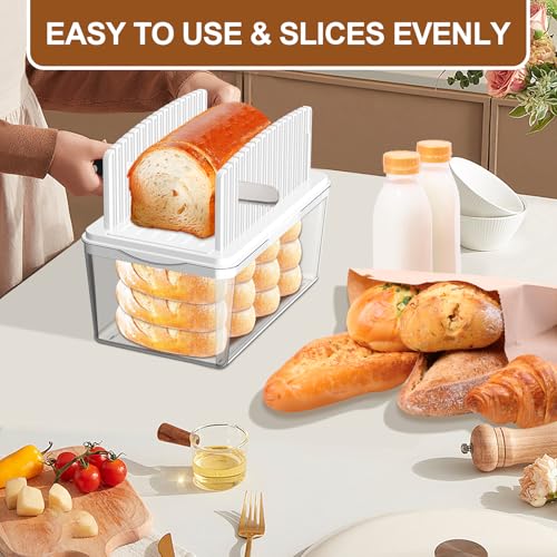 Image of Kiss Core Upgrade Pull Out Bread Slicer for Homemade Bread with Bread Box | Foldable Bread Slicing Guide Removable Cutting Board Slice Evenly Bread cutter slicer Suitable for Bread Making Supplies