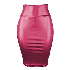 Faux Leather Pencil Skirts for Women Wrap High Waisted Knee Length Skirts Stretchy Plus Size Business Casual Skirt
