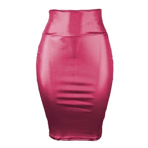 Faux Leather Pencil Skirts for Women Wrap High Waisted Knee Length Skirts Stretchy Plus Size Business Casual Skirt