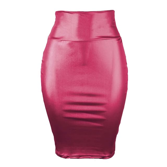 Faux Leather Pencil Skirts for Women Wrap High Waisted Knee Length Skirts Stretchy Plus Size Business Casual Skirt