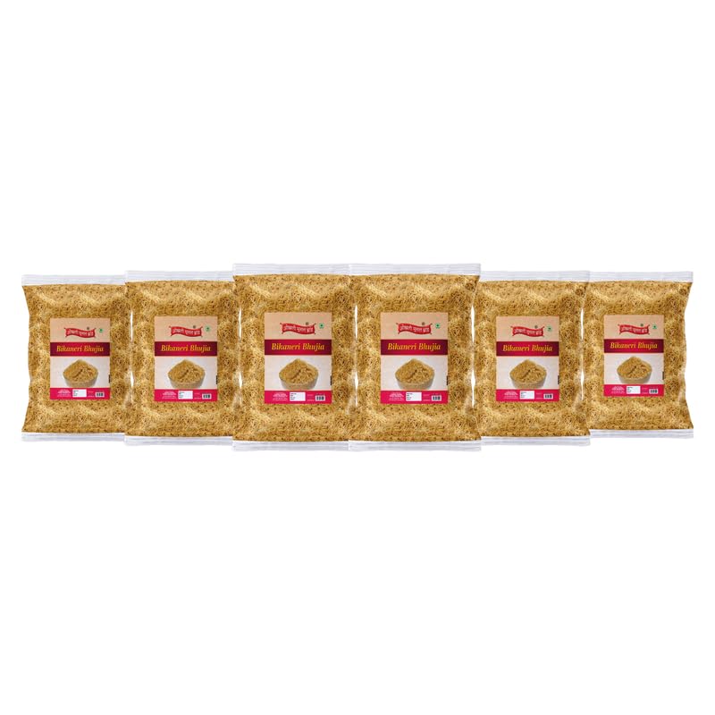 Image of OKHLI MUSAL BRAND Organic Bikaneri Bhujia Low Fat bikaneri bhujia sev Namkeen with Dew beans,gram flour and indian Spices | All time favourite indian snacks /Namkeen||Ready to eat Namken-900g*6Pack