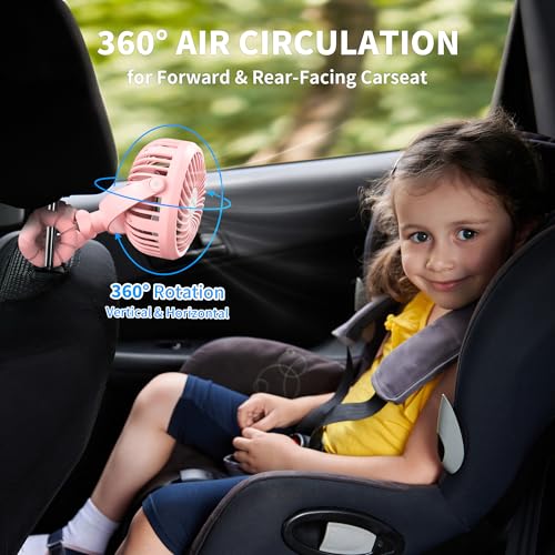 Image of AMACOOL Battery Operated Stroller Fan, Baby Travel Essentials for Beach Disney, Newborn Boy & Girl Showers Gifts Registry Search, Flexible Tripod Clip On Fan for Car Seat Wagon Crib Bike Treadmill