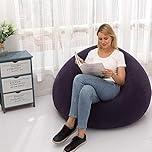 LONEEDY Inflatable Chair Sofa, Blow up Seat Gaming Lounger, Indoor Outdoor Camping Garden Stylish Soft Plush Fabric for Adults Kids Single (Spherical Blue)