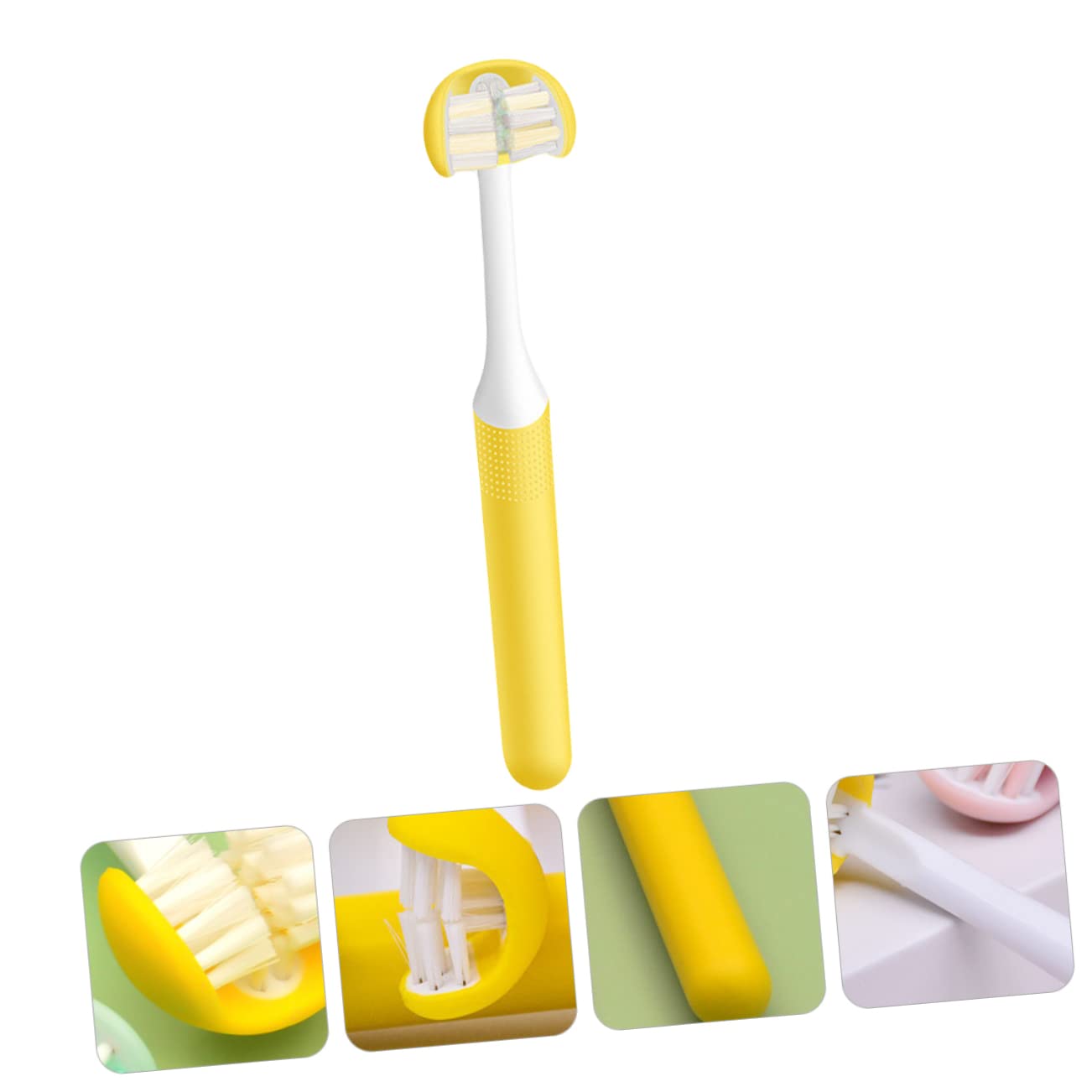 Spazzolino per Pulizia Profonda Adulti 3 Lati Setole Morbide Manuale per Angoli Morti Design Avvolgente in Pp Leggero dei Denti