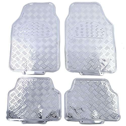 Auto Gummi Fußmatten universal Alu Riffelblech Optik 4-teilig Chrom