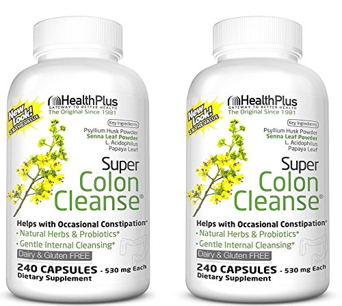 Health Plus Super Colon Cleanse: 10-Day Cleanse -Detox 12 Cleanses, 480 Capsules