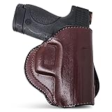 Brown Genuine Leather OWB Holster for S&W M&P Shield 9mm .40 Cal, Springfield XDS, Taurus 709 Slim - Resistant and Durable Leather Carry Holster - Comfortable Appendix - Maxx Carry Holsters