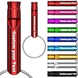 QEADEAYEA 20 Pcs Custom Emergency Whistles with Keychains, Personalized Loud Safety Survival Whistle Engraved with Name/Text, Bulk Whistles for Outdoor Sports, Camping, Hiking, Boating, Hunting (Red)