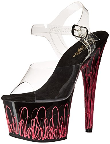 Pleaser Women's Ado708uvl/c/b-npn Platform Sandal, Clr/Black-Neon Pink, 8 M US