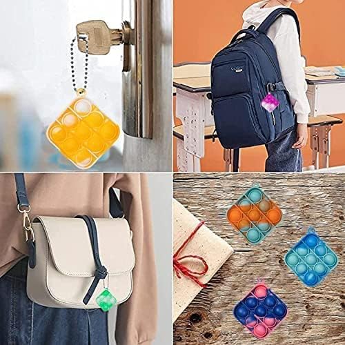 Miniatura 6 de 50 piezas de mini juguetes Pop Fidget Pop Llavero Fidget Juguete Push Bubble Pop Silicona Squeeze Sensory Toys Ansiedad Alivio del estrés para