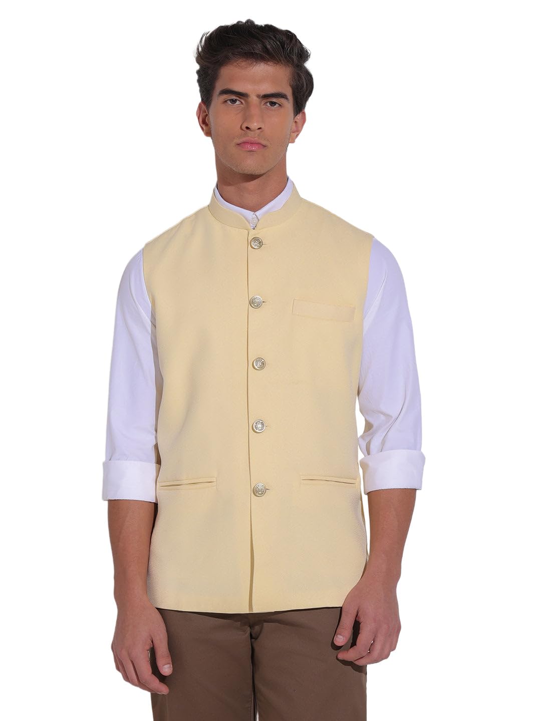 showoffff Men's Solid Yellow Nehru Jacket-AD-J-440_Yellow-picture-37